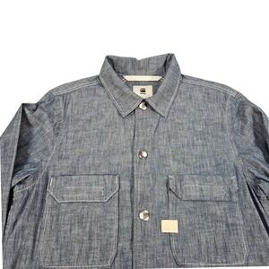 G-Star RAW Mens M Blue Denim Utility Button Up Shirt Jacket D13111-9416-082